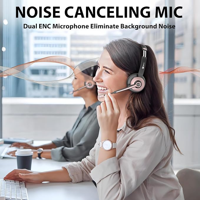 Wireless Headset with Mic for Work, Handsfree 26+ Hours Battery & Mute Button - Image 2