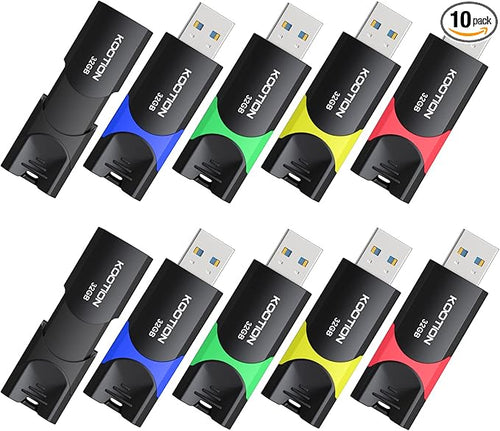 32GB USB 3.0 Flash Drive 10 Pack KOOTION Thumb Drive 3.0 Retractable 32G Zip by KOOTION