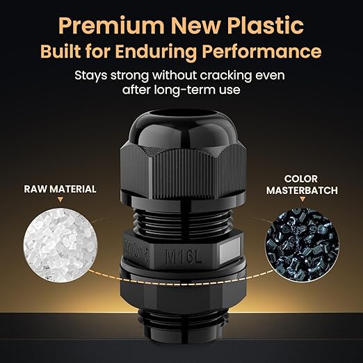 QILIPSU 50pcs M16L Long Thread Cable Gland Waterproof IP68 Nylon Strain Relief - Image 3