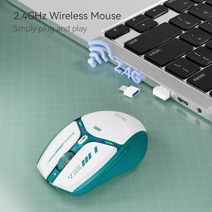 Uciefy V19 Wireless Mouse, 2.4GHz Rechargeable Mouse LED - Image 5