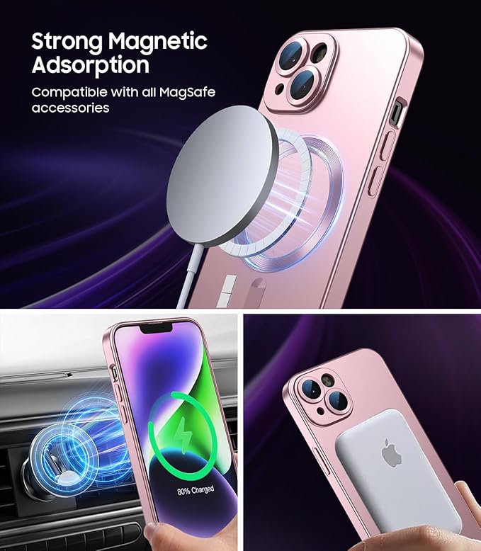Magnetic for iPhone 14 Plus Case Slim Soft Silicone Bumper Shockproof Metallic - Image 2