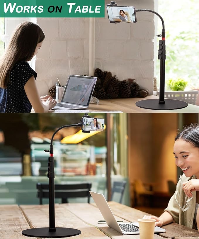 Phone Overhead Stand, Gooseneck Phone Floor Stand, Tall Video Cell Phone Mount - Image 5