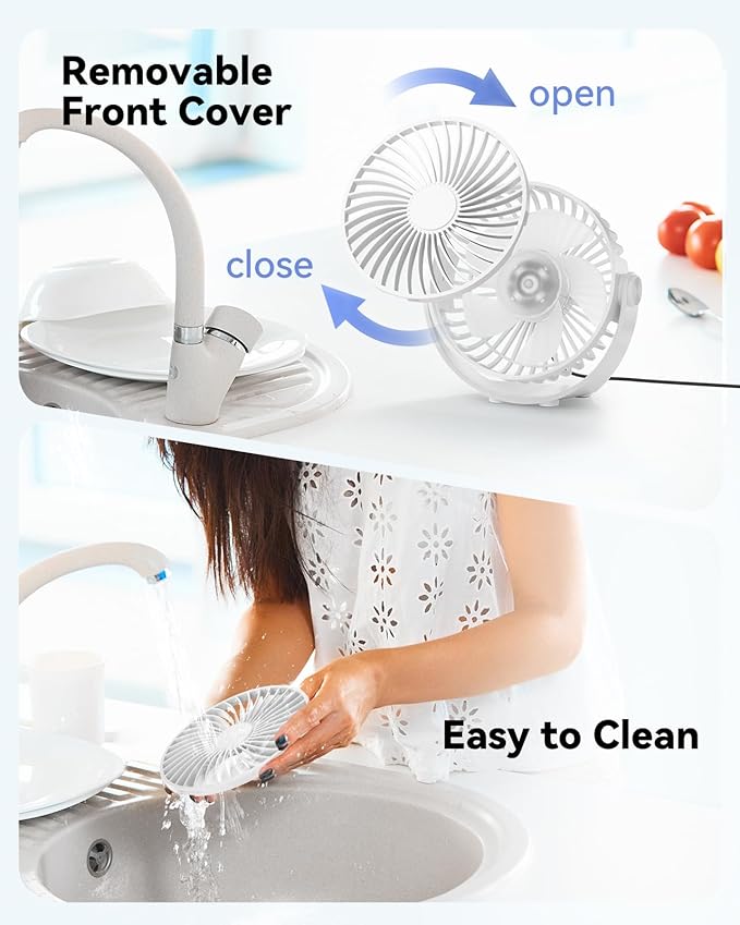 USB Desk Fan, 5 Inch Mini Portable, 3 Speeds Strong Airflow Personal Desktop - Image 7