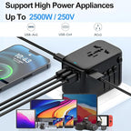 JMFONE GaN 100W Universal Travel Adapter, 5 USB Ports & 2500W AC Socket - Image 5