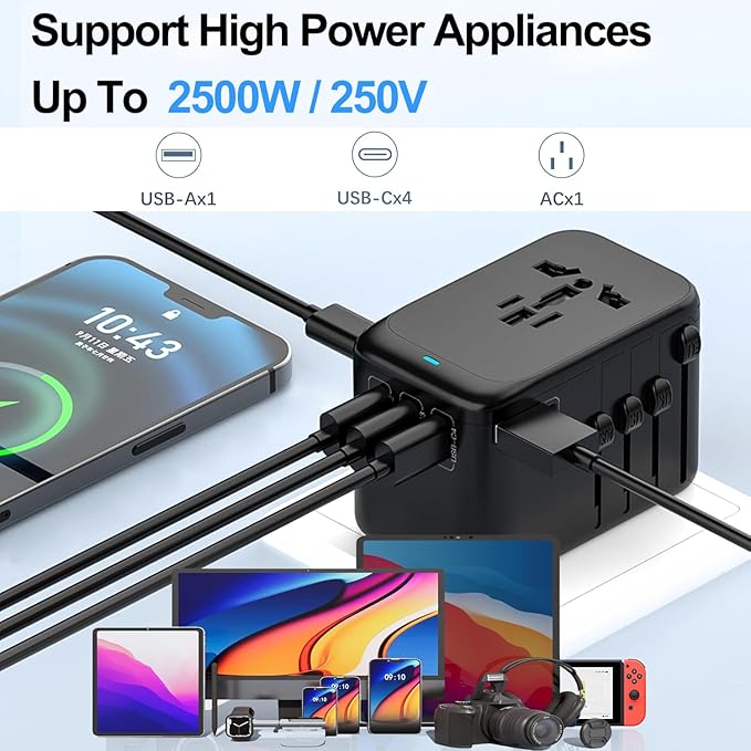 JMFONE Universal Travel Adapter GaN 120W, International Power Adapter - Image 4