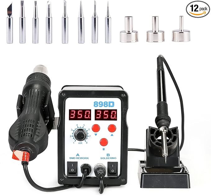 CREWORKS 2 in 1 SMD Soldering Iron & Hot Air Rework Station by CREWORKS