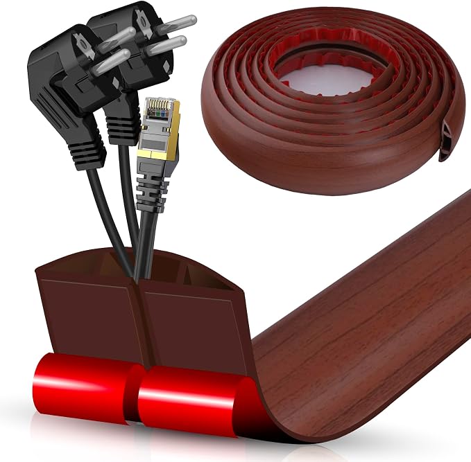 Floor Cord Cover Cavity 0.8"x0.37" Self Adhesive Cord Hider, 10FT Low Profile by DBHXXMB-HH
