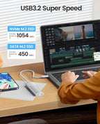 ORICO M.2 NVMe SATA SSD Enclosure Adapter Tool-Free, USB C 3.2 Gen 2 10Gbps NVMe - Image 2