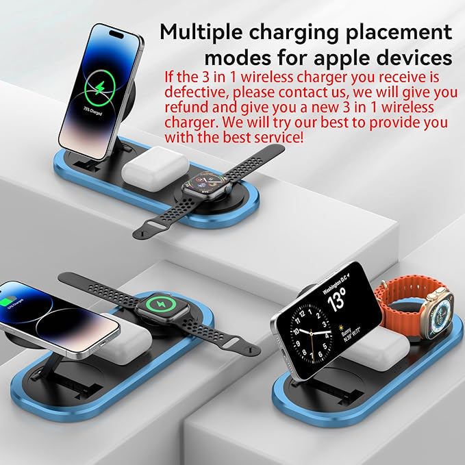 3 in 1 Wireless Charger for iPhone, Foldable Charging Station for Magsafe for - Image 4