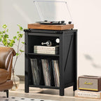 Record Player Stand with Vinyl Record Storage, Large Wood Turntable Stand - Image 6