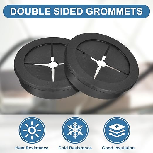 uxcell 4Pcs Cable Cord Grommet, 1-3/4" Rubber Desk Grommets Wire Pass Through - Image 3