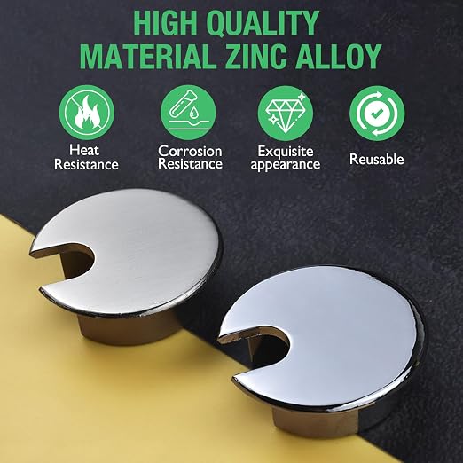 1 Pcs Desk Grommet 1-3/8" / 35 mm, Desk Cord Hole Cover, Cable Grommet Metal - Image 2