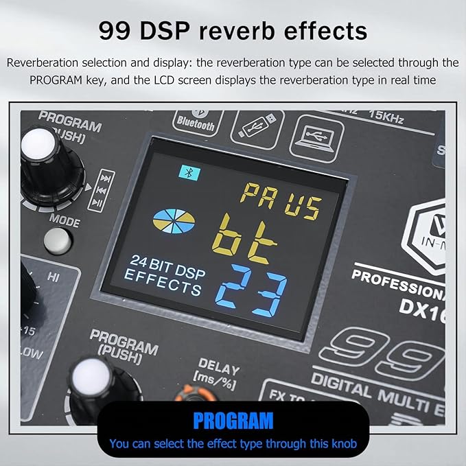 W IN-MIX DX16 Professional DJ Audio Mixer 16 Channel - Image 6
