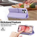 Compatible with iPhone 16 Pro Wallet Phone Case-PU Leather Magnetic Flip Cover - Image 3