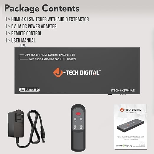 8K HDMI Switch 4 in 1 Out, 8K@60Hz 4K@120Hz 1080P@240Hz - Image 9