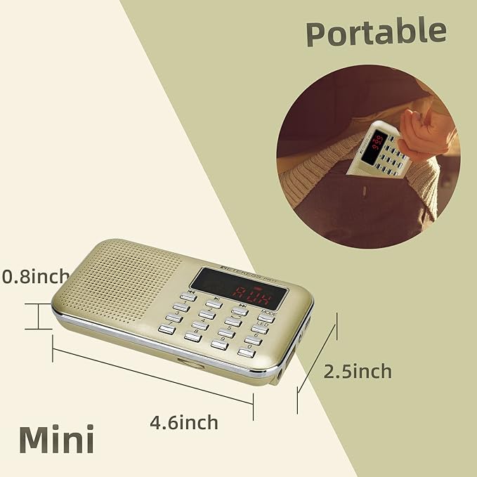 Retekess PR11 AM FM Radio Portable, Rechargeable Transistor Radios Small - Image 8