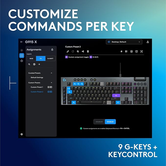 Logitech G915 X Wired Mechanical Gaming Keyboard, Double-Shot PBT Keycaps - Image 4