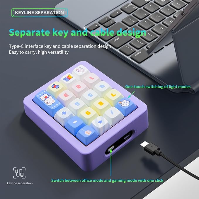 Adventurers K812 Wired Mechanical Numeric Keypad, 19-Key Hot-Swappable RGB - Image 4