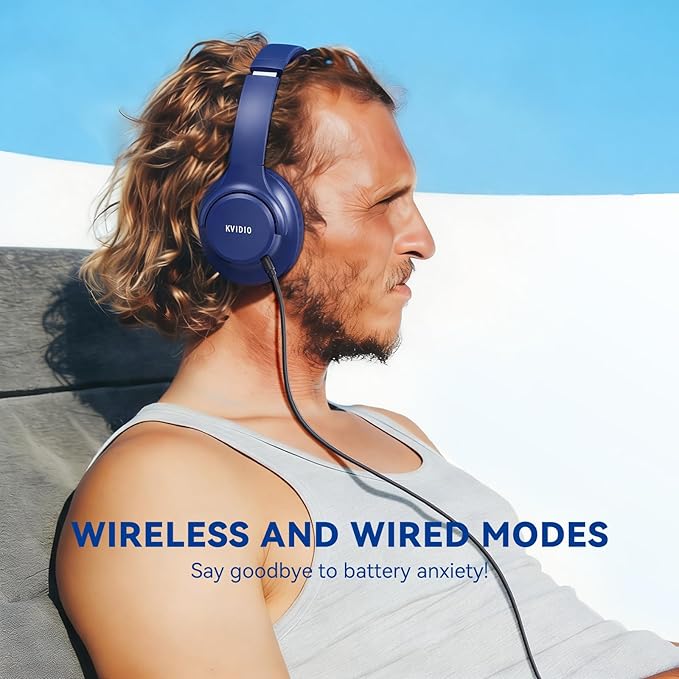 KVIDIO Bluetooth Headphones Over Ear, 65 Hours Playtime Wireless Headphones - Image 3