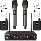 TONOR Wireless Microphone System, 4 * 10-Channel UHF Cordless Handheld Mic Set by TONOR