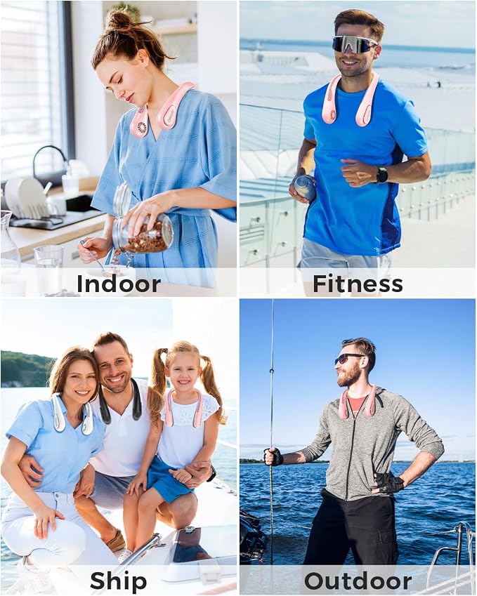 Portable Bladeless Neck Fan, 5000mAh Rechargeable Battery, 3 Speeds, Workout - Image 7