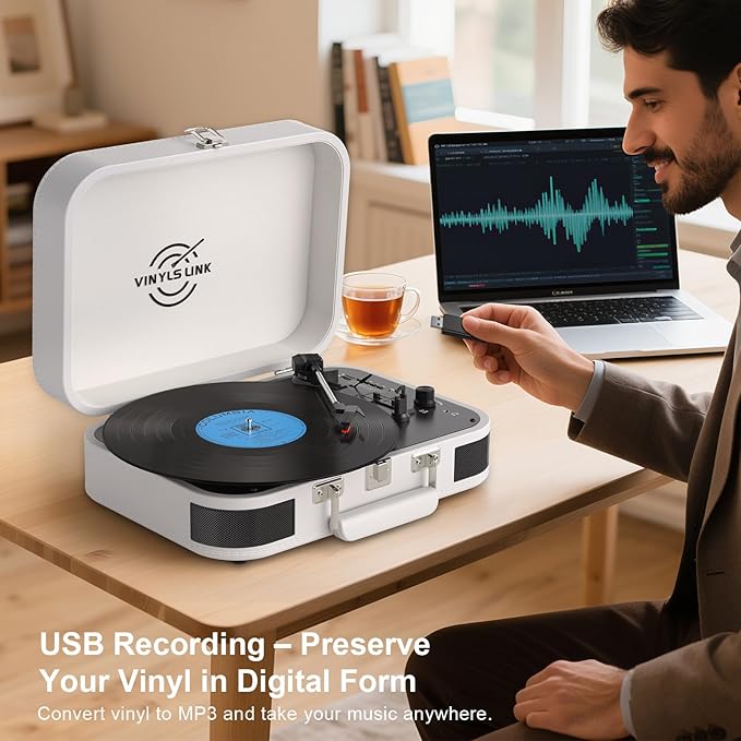 VINYLS LINK Vinyl Record Player 3 Speed ​​Bluetooth Turntable Belt Drive LP - Image 6