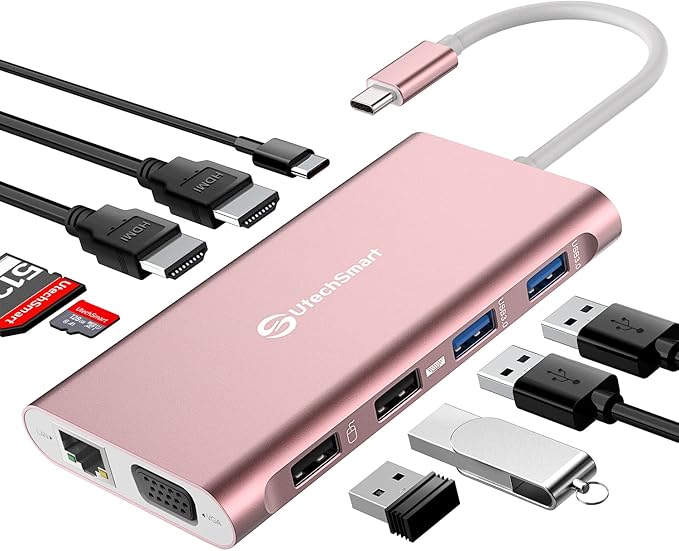Docking Station, UtechSmart Docking Station Dual Monitor Triple Display USB C by UtechSmart