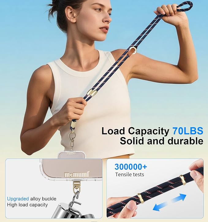 memumi 3 in 1 Universal Adjustable Phone Lanyard, Crossbody Neck Wrist Strap - Image 2