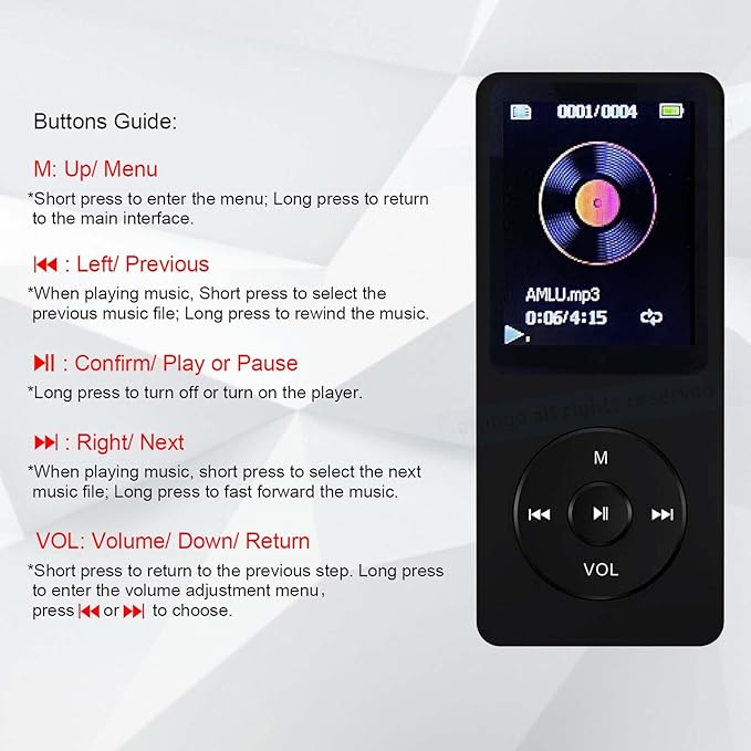 MP3 Player 128GB with Speaker Earphone Portable HiFi Lossless Sound MP3 Mini - Image 3
