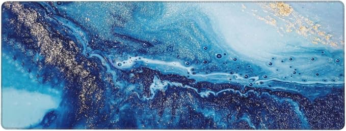 Mouse Pads Navy Blue Gold Modern Abstract Marble Large Mouse Pad, Gaming - Image 3