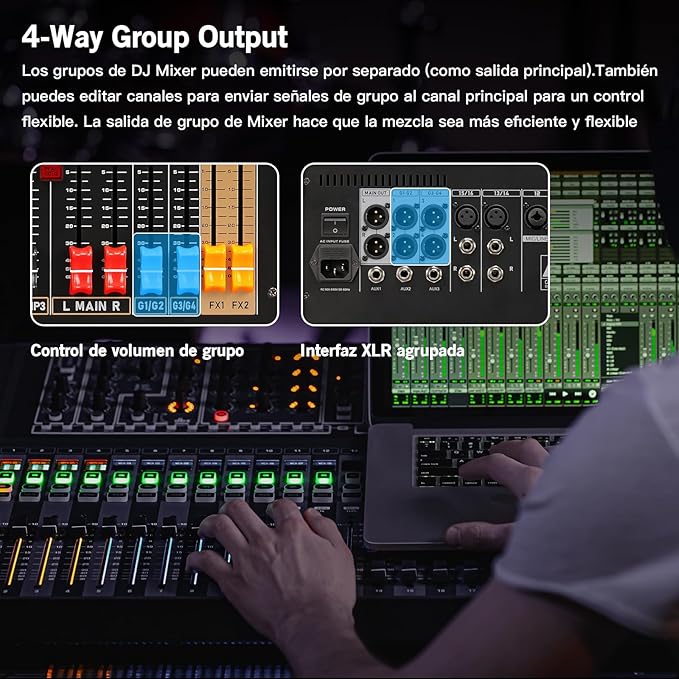 12 Channel Audio Mixer for Recording, USB Mixing Console - Image 4