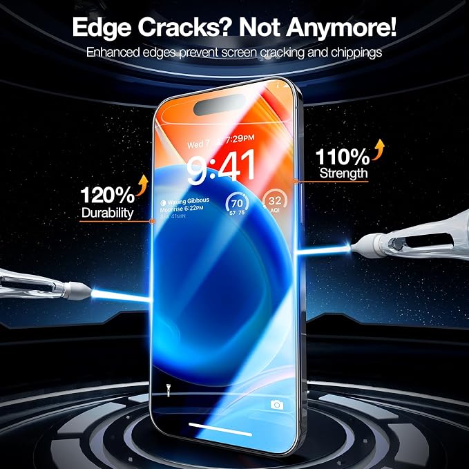 TORRAS Screen Protector for iPhone 2023 Diamond Shield Shatterproof Full - Image 8