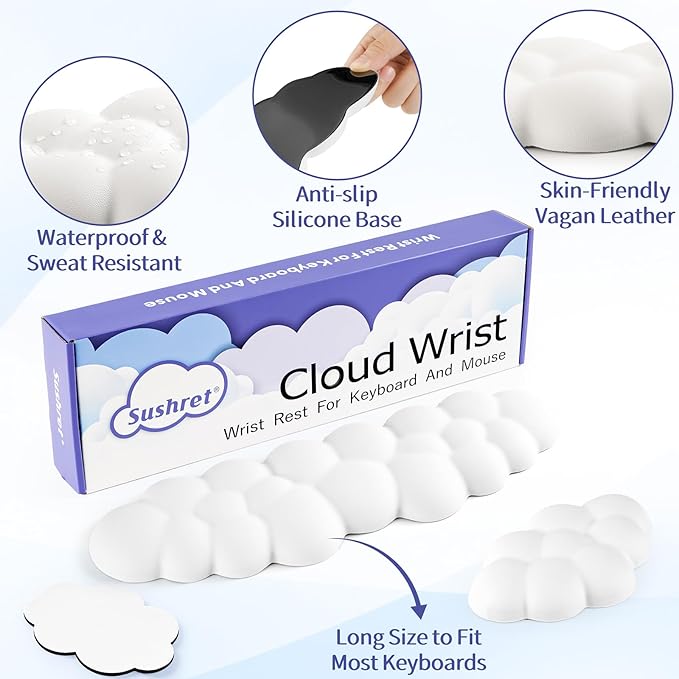 Cloud Wrist Rest Keyboard, Cloud Keyboard Wrist Pad Set - Image 5