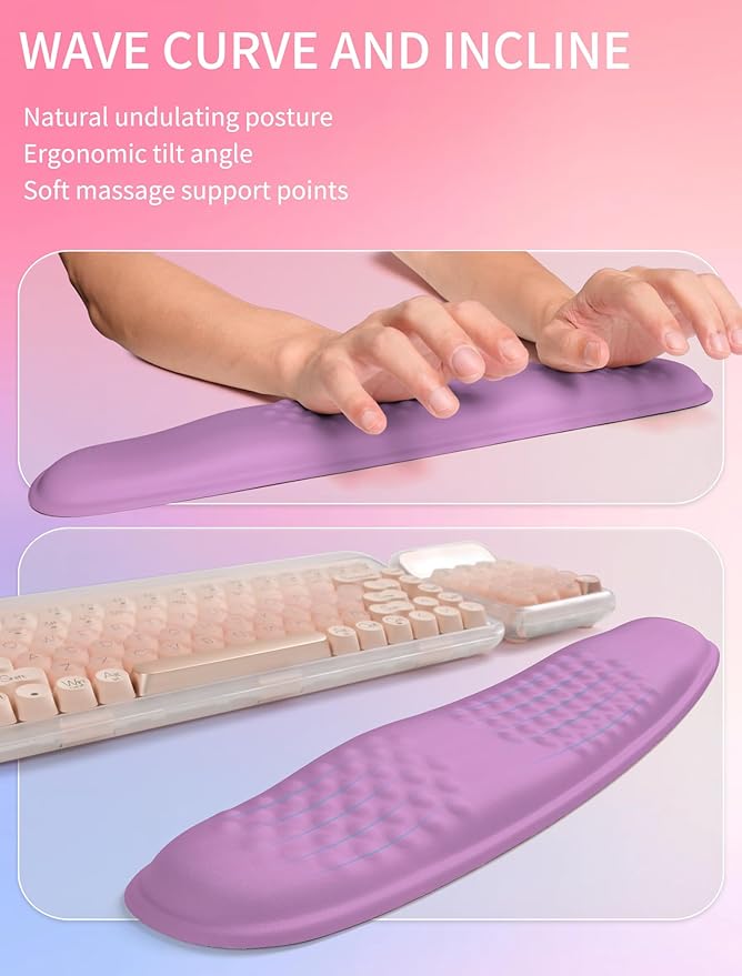 Hokafenle 2in1 Combination, Wave Keyboard Wrist Rest and Ergonomic Curvature - Image 2