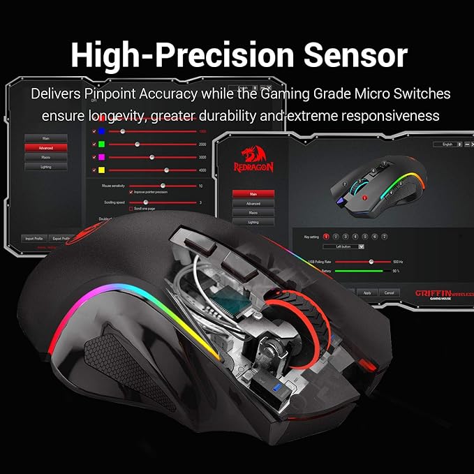 Redragon M602 Griffin RGB Gaming Mouse, RGB Spectrum Backlit Ergonomic Mouse - Image 5