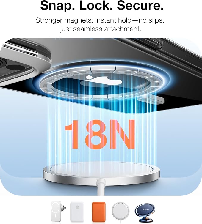 TORRAS Magnetic Kickstand for iPhone 15 Pro Case, Dual Camera Protection - Image 2