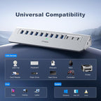 Powered USB Hub 10Gbps, intpw YH9AC 12 Port USB C Hub - Image 8