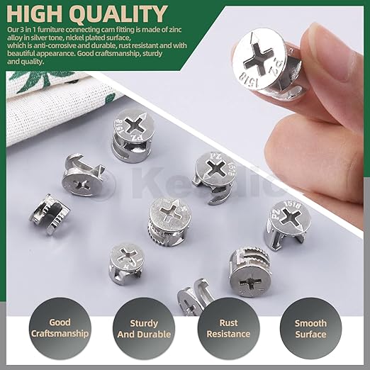 Keadic 100 Pcs 4 Sizes Cam Locks - Image 3