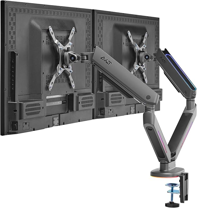 AVLT Dual 27”-43” RGB Gaming Monitor Arm Desk Mount Built-in 20 Lighting Modes by AVLT-USA