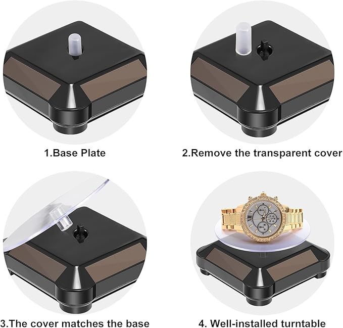 Xuhal 8 Pcs Solar Rotating Stand Turntable Battery Powered Double Use Solar - Image 3