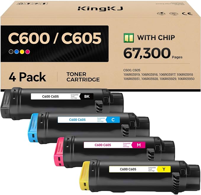 VersaLink C600 C605 Toner Cartridge 4-Pack Extra High Capacity Replacement by KingKJInkToner