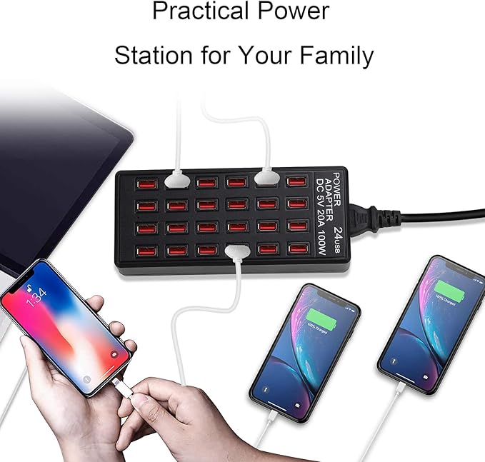 24-Port 100 watt USB Charging Station, Home Desktop Fast Charger, Suitable - Image 4