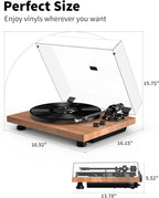 Turntable Vinyl Record Player Support Bluetooth Output Phono/Line Switch Pitch - Image 6