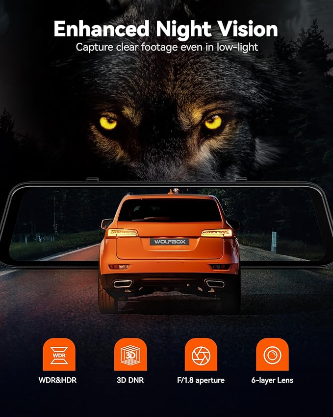 WOLFBOX G850 PRO 4K Mirror Dash Cam - Image 7
