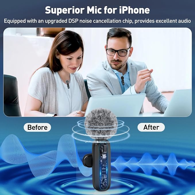 Wireless Lavalier Microphone for iPhone Recording Clip-on Mini Mic for - Image 2