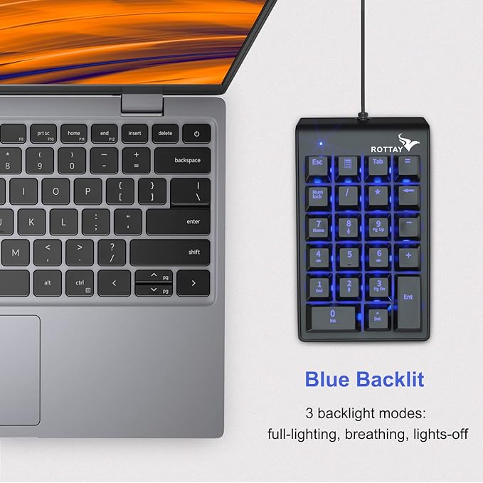 Rottay Number Pad, Mechanical USB Wired Numeric Keypad - Image 2