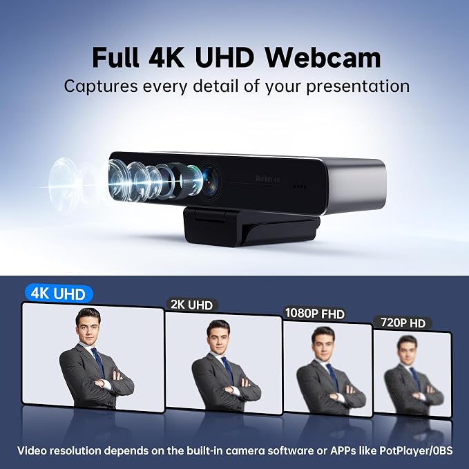HORION 4K Webcam with Microphone, Auto Framing Camera - Image 3