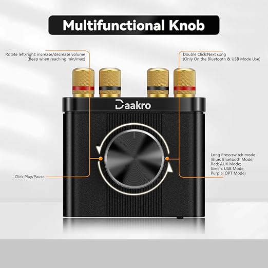 AK30 Mini Bluetooth Amplifier for Passive Speakers, 50W+50W 2.0CH Audio - Image 7