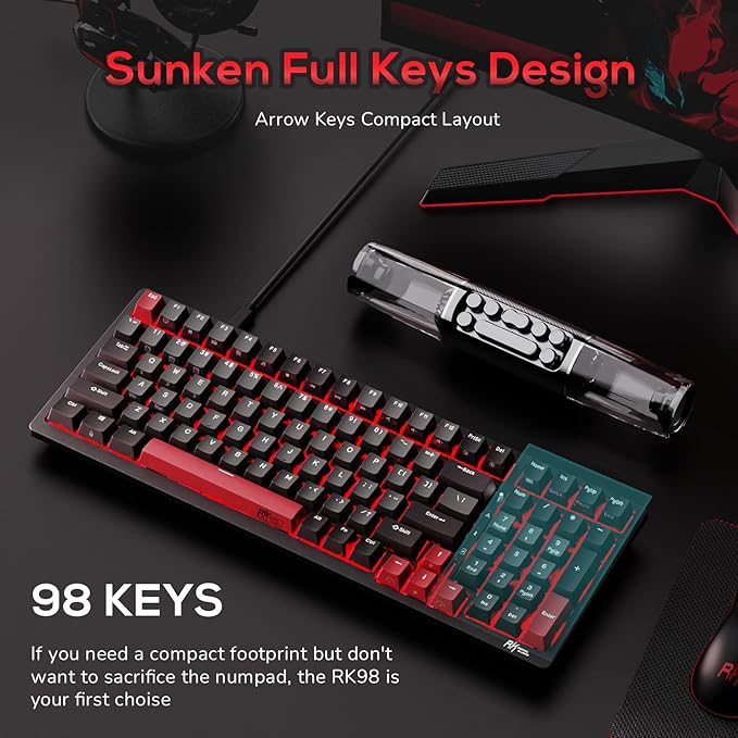RK ROYAL KLUDGE RK98 Gaming Keyboard, Wireless Mechanical Keyboard 100 Keys - Image 2