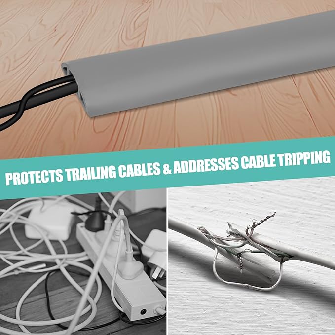 Floor Cord Cover Cavity 0.8"x0.37" Self Adhesive Cord Hider, 3.3FT Low Profile - Image 6
